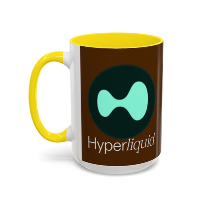 Hyperliquid White font Brown Accent Mug by cypherpunkgear.com