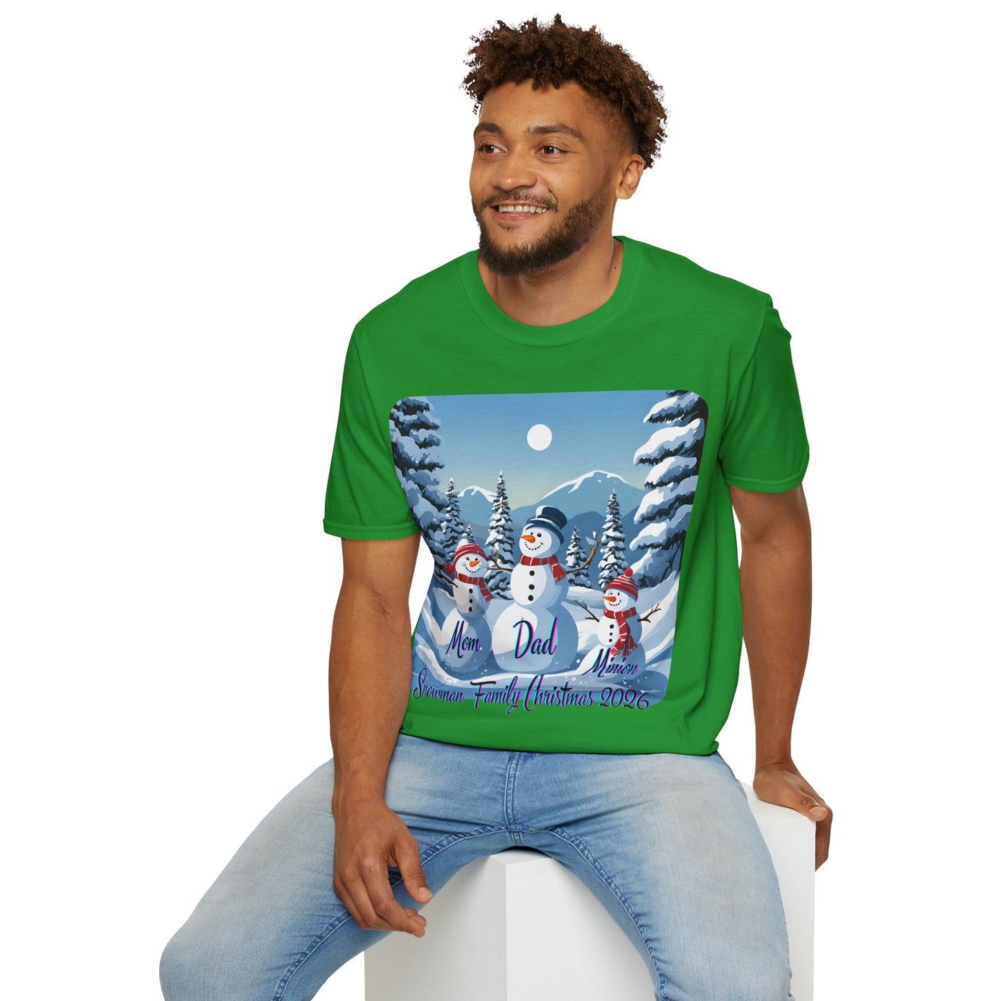 Snowman Family of 3 Dark colors Unisex T-Shirt by cypherpunkgear.com