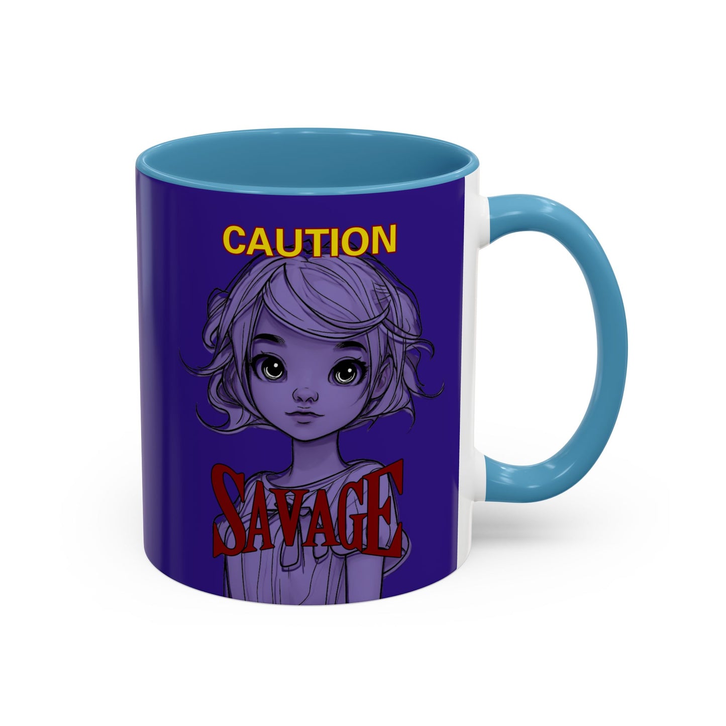 Caution, Savage Dark Purple Accent Mug by cypherpunkgear.com