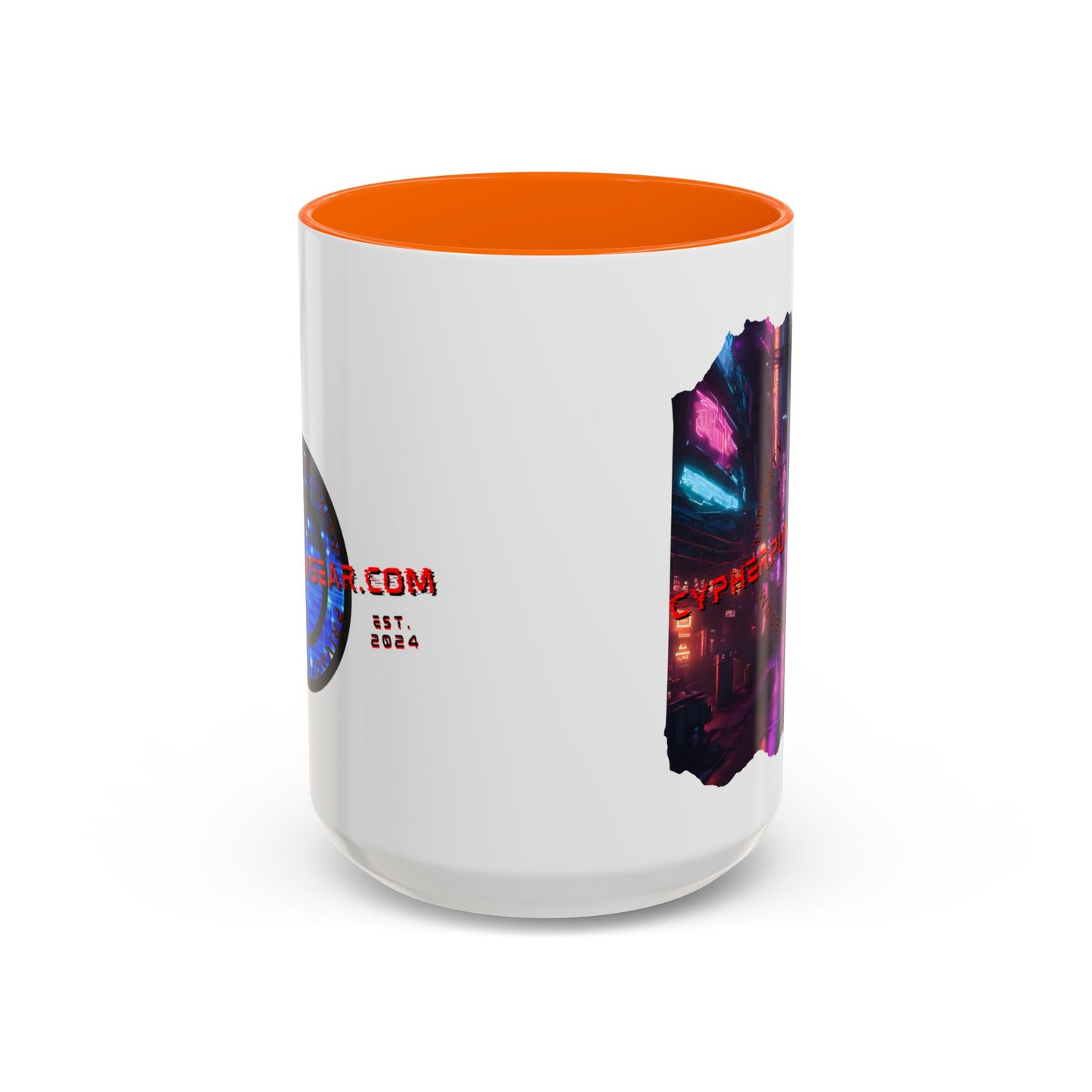 2-sided, cypherpunkgear.com Logo & Cityscape Accent Mug by cypherpunkgear.com