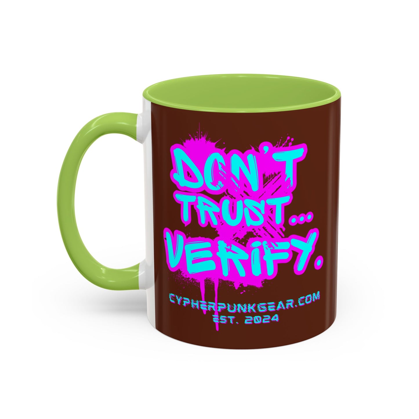Don't Trust...Verify. Brown Accent Mug by cypherpunkgear.com