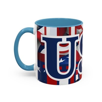 USA! USA! USA BLfont Patriot Accent Mug by cypherpunkgear