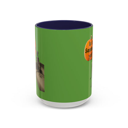Is it Samhain yet? Skeleton's Pumpkin Green Accent Mug by CreepyCrafts.boo