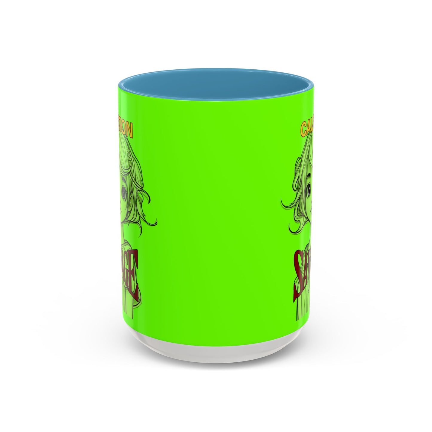Caution, Savage Light Green Accent Mug by cypherpunkgear.com