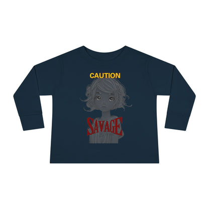 Caution: Tiny but Savage Toddler Long Sleeve Tee by cypherpunkgear.com