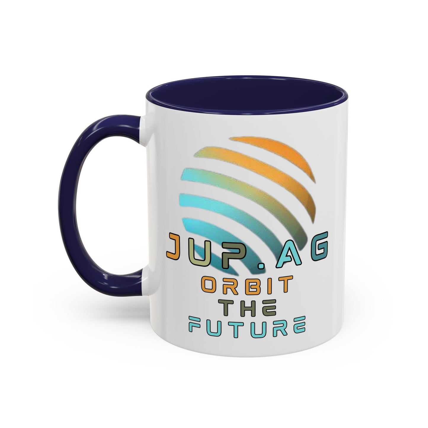 Jupiter (JUP) Orbit the Future White Accent Mug by cypherpunkgear.com