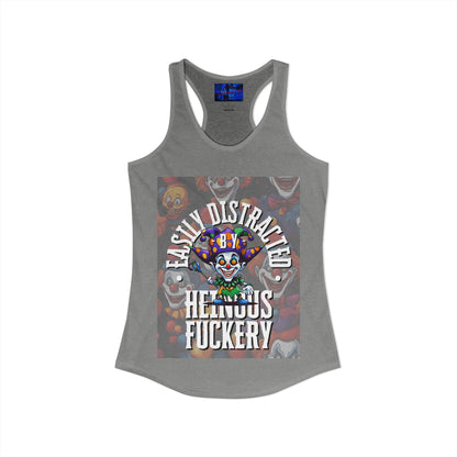 Easily Distracted by Heinous Fuckery Little Jinx Women's Racerback Tank Top by cypherpunkgear.com