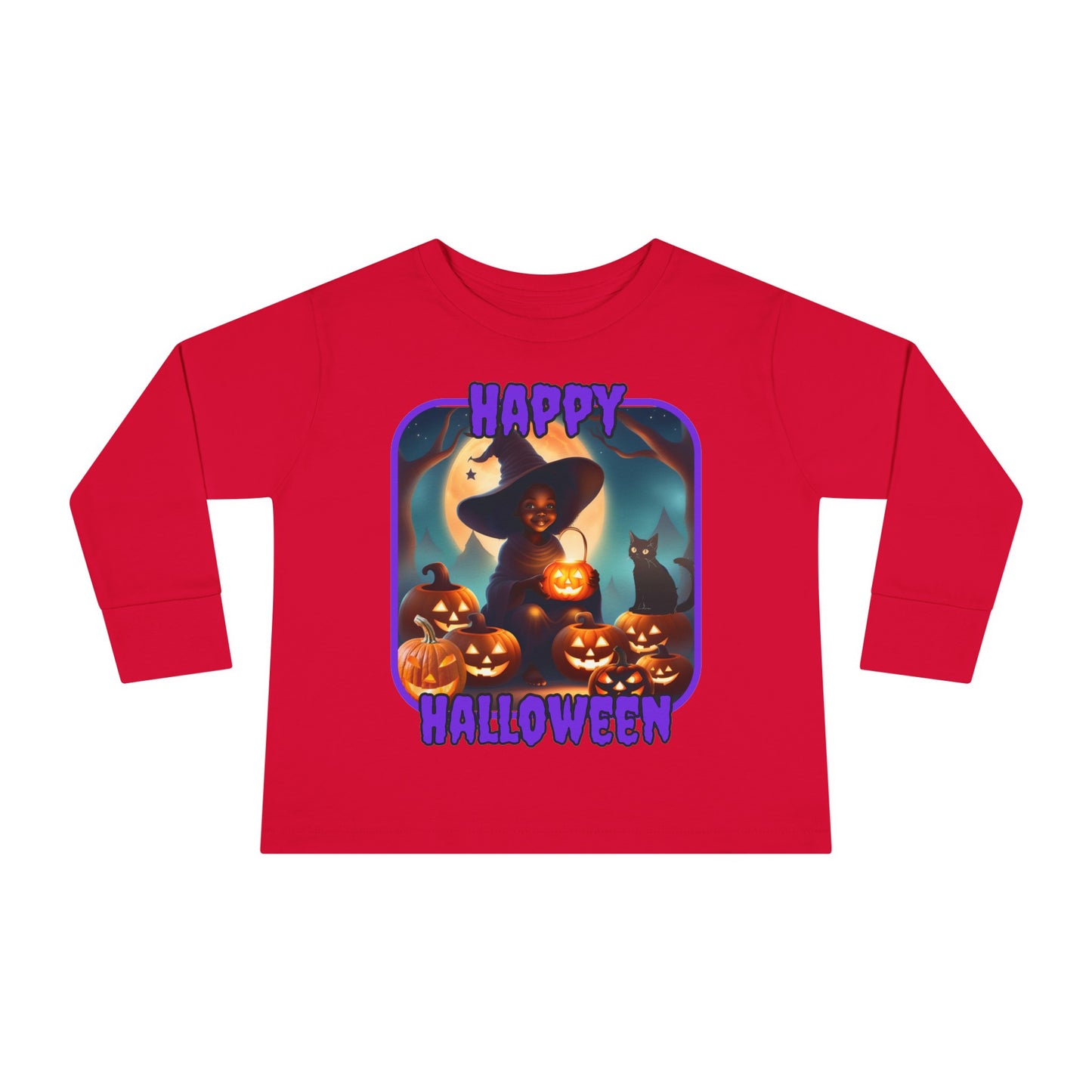 Happy Halloween Cute Witch PRfont Toddler Long Sleeve Tee by cypherpunkgear