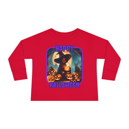 Happy Halloween Cute Witch PRfont Toddler Long Sleeve Tee by cypherpunkgear