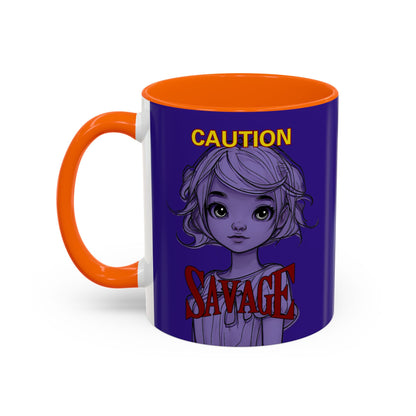 Caution, Savage Dark Purple Accent Mug by cypherpunkgear.com