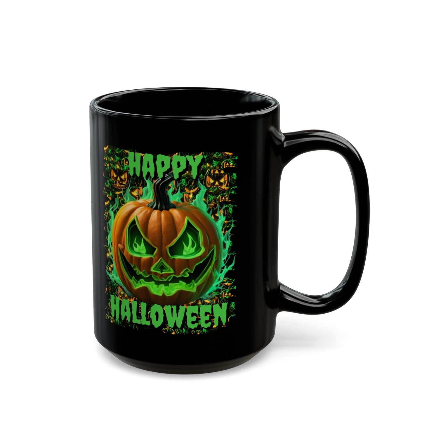 Happy Halloween Green Jack Black Mug by cypherpunkgear