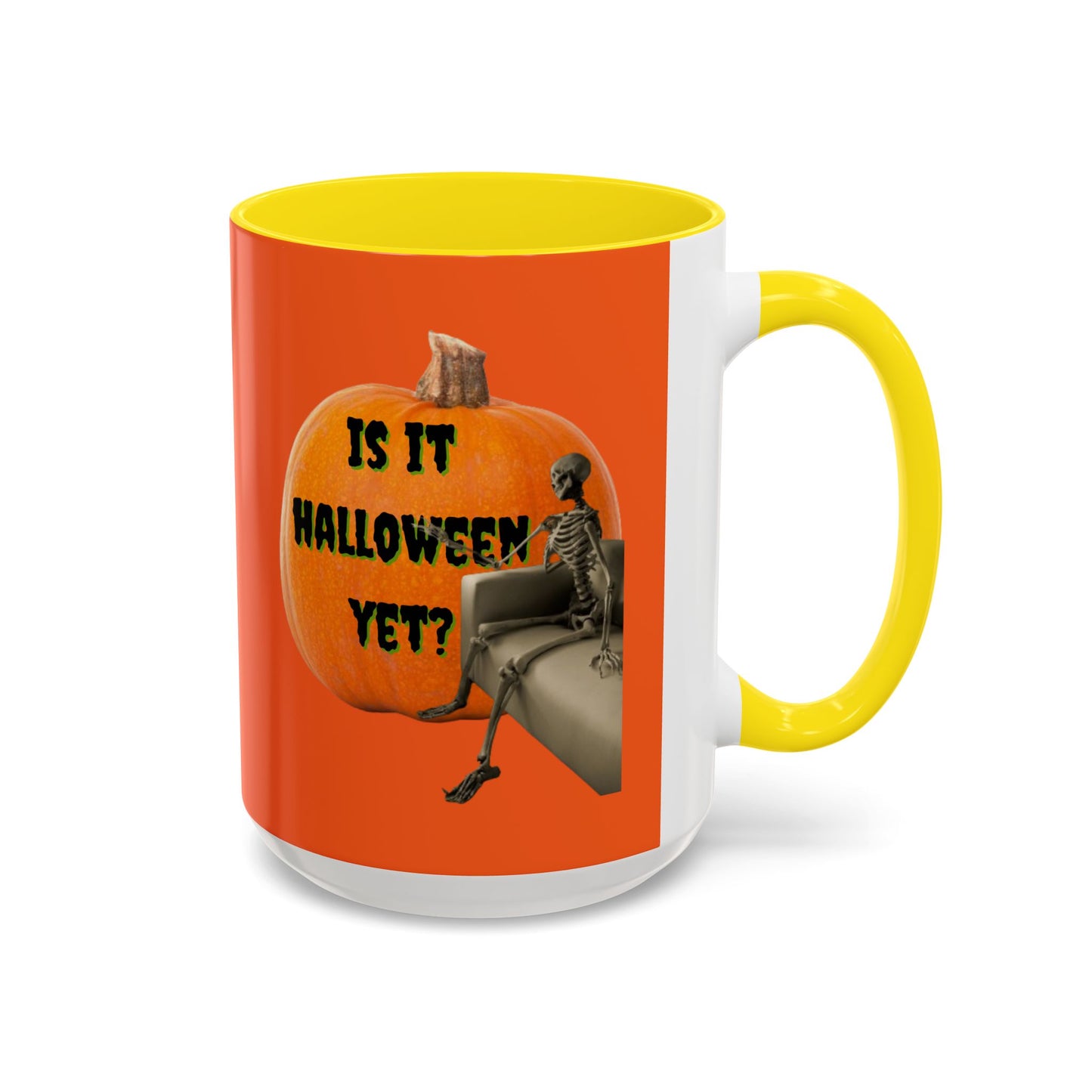 Is it Halloween yet? Skeleton's Giant Pumpkin Orange Accent Mug by CreepyCrafts.boo