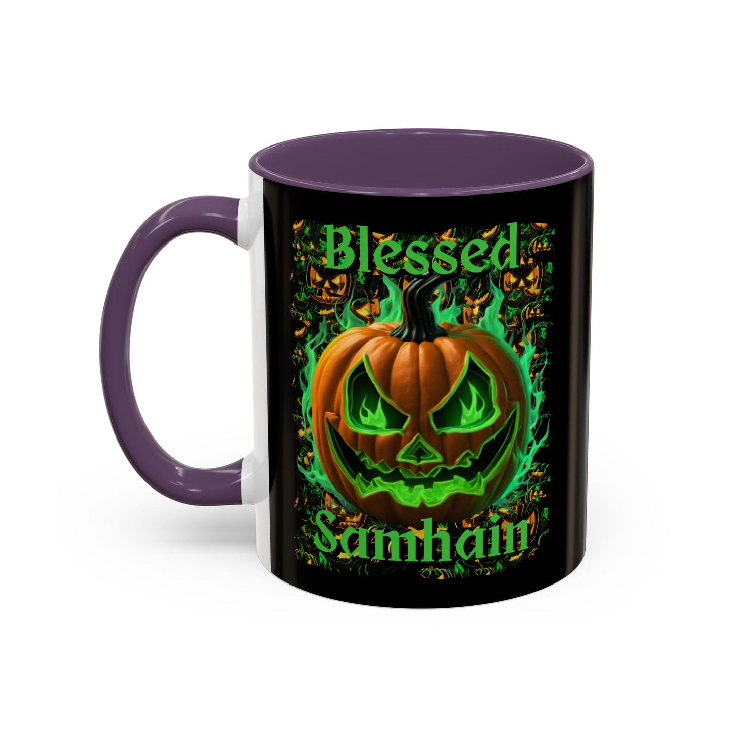 Blessed Samhain Green Jack Black Accent Mug by CreepyCrafts.boo