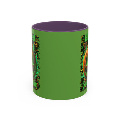 Blessed Samhain Green Jack Green Accent Mug by CreepyCrafts.boo