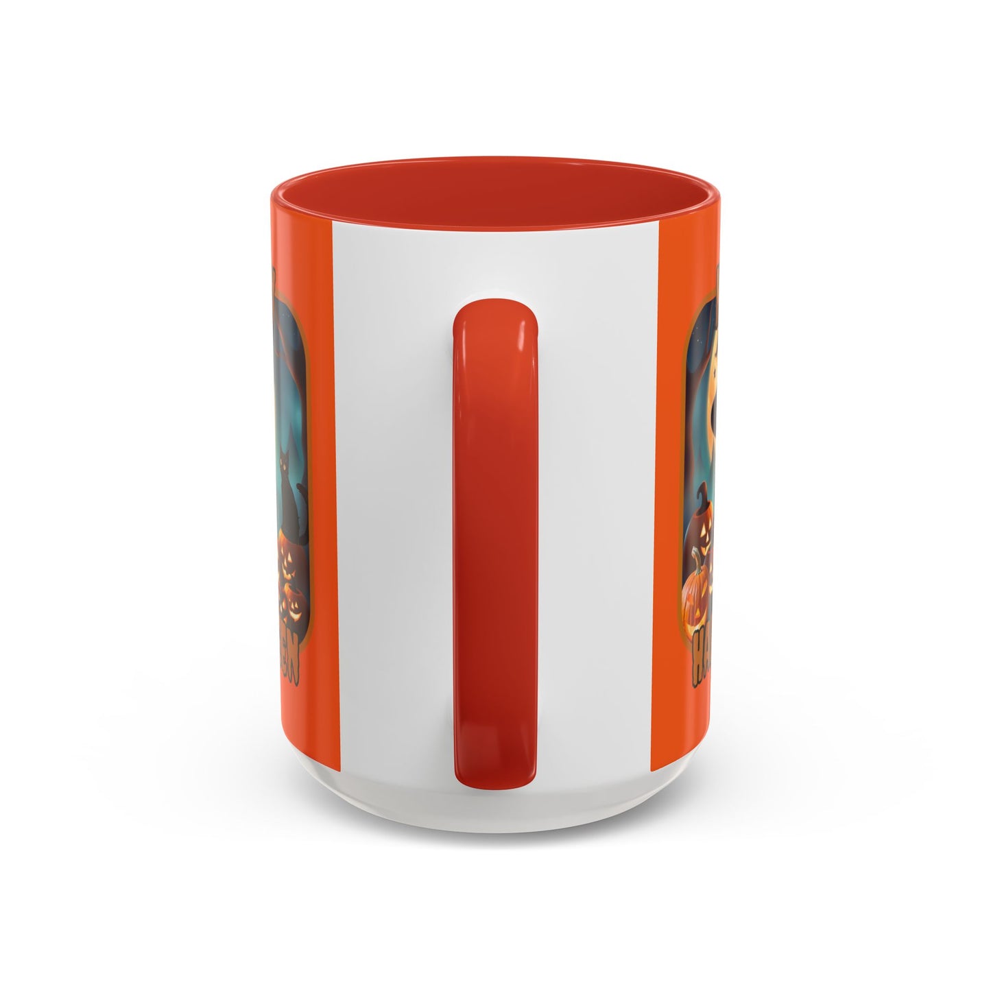 Happy Halloween Cute Witch Orange font Orange Accent Mug by CreepyCrafts.boo