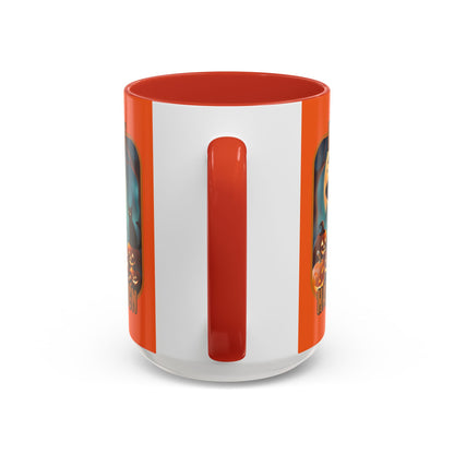 Happy Halloween Cute Witch Orange font Orange Accent Mug by CreepyCrafts.boo