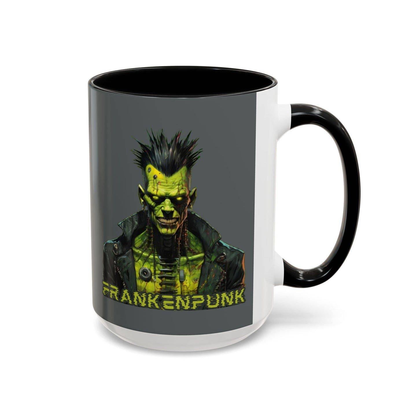 Frankenpunk Grey Accent Mug by CreepyCrafts.boo