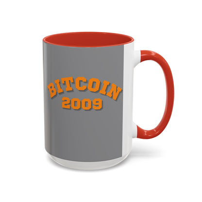 Bitcoin 2009 Grey Accent Mug by cypherpunkgear.com