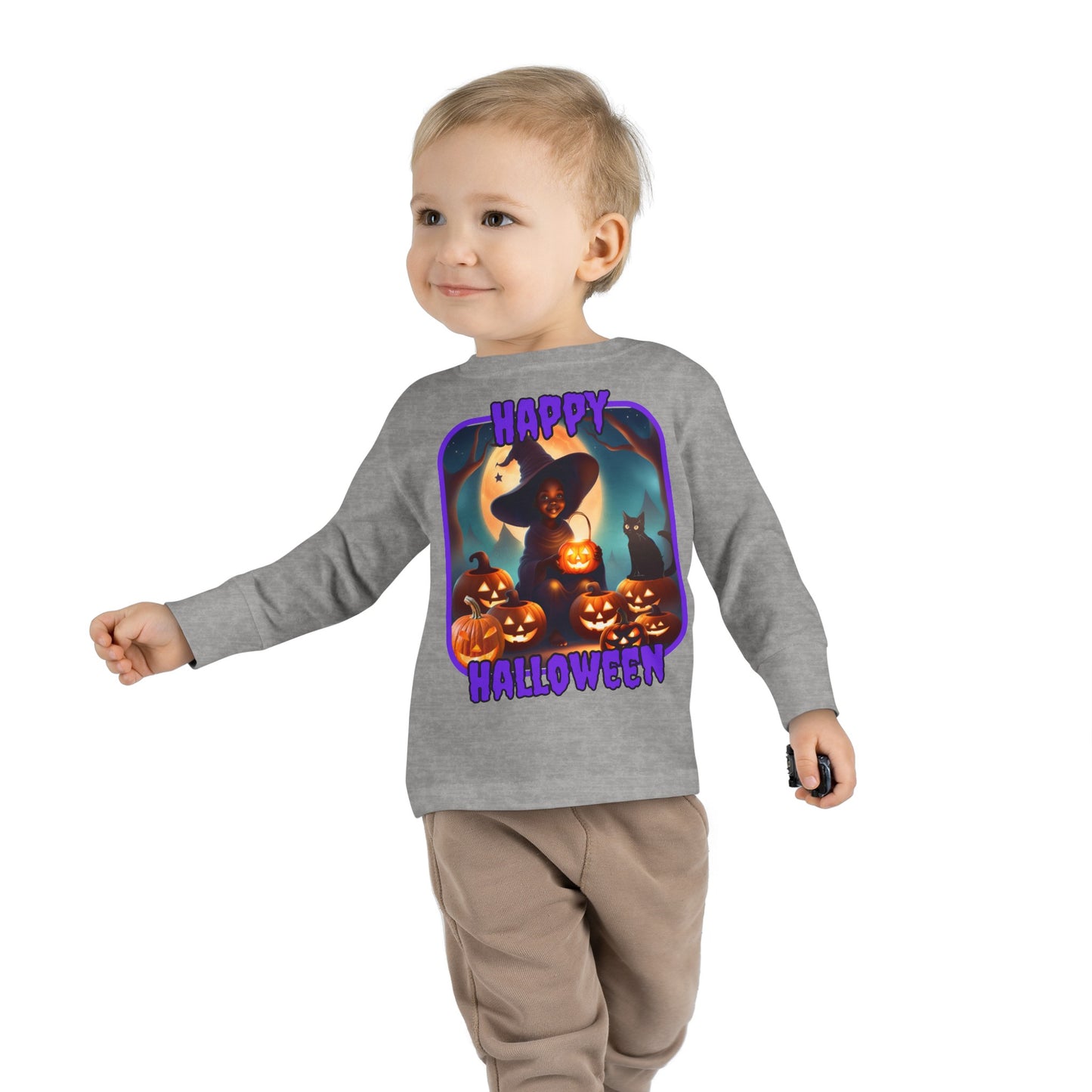 Happy Halloween Cute Witch PRfont Toddler Long Sleeve Tee by cypherpunkgear