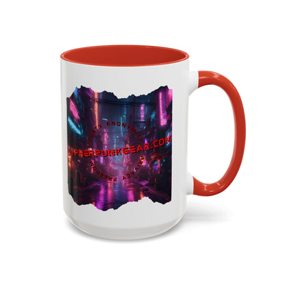 2-sided, cypherpunkgear.com Logo & Cityscape Accent Mug by cypherpunkgear.com