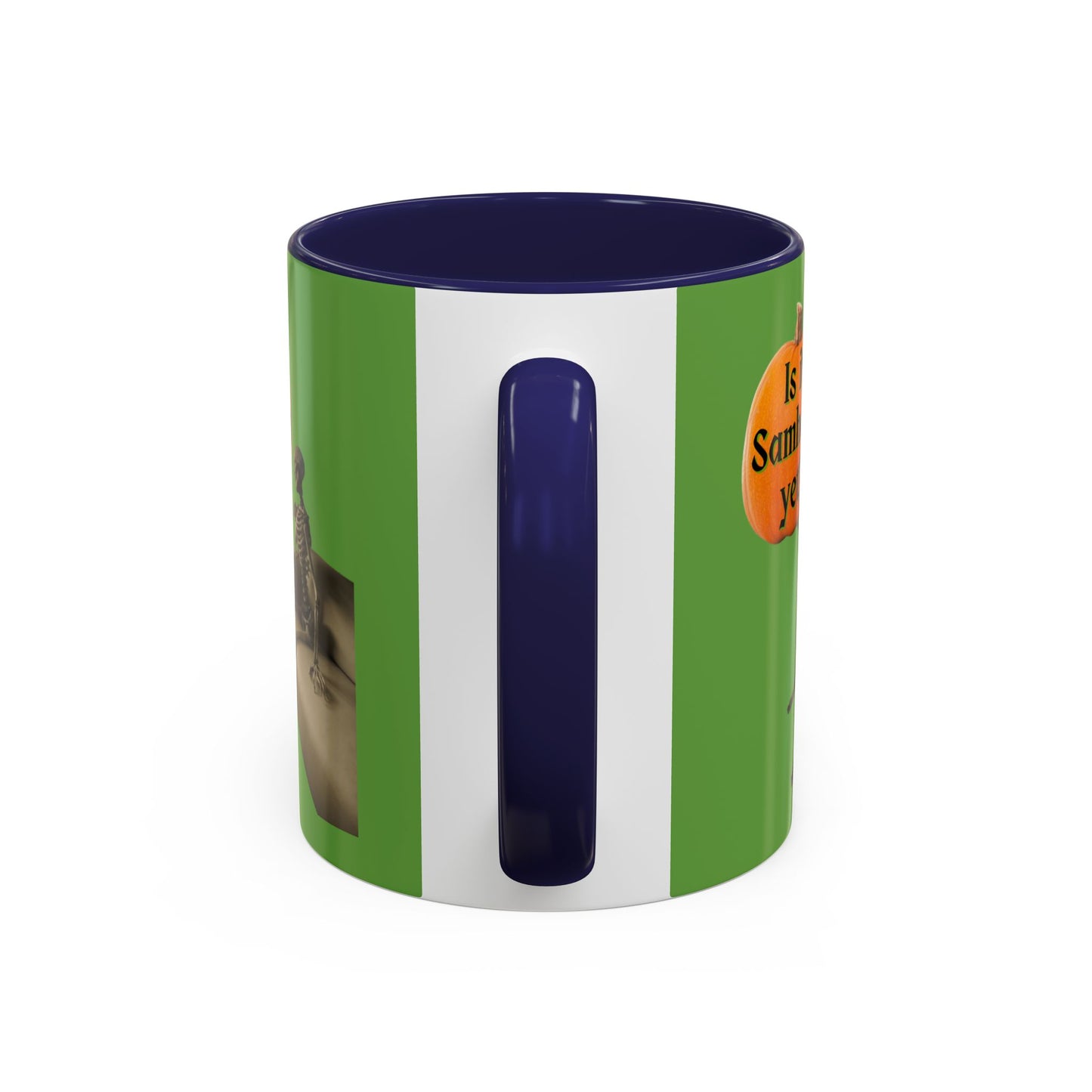 Is it Samhain yet? Skeleton's Pumpkin Green Accent Mug by CreepyCrafts.boo