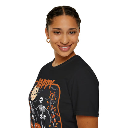 Spooktacular Skeletons of Halloween Dark colors Unisex T-shirt by CreepyCrafts.boo