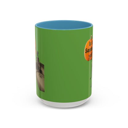 Is it Samhain yet? Skeleton's Pumpkin Green Accent Mug by CreepyCrafts.boo