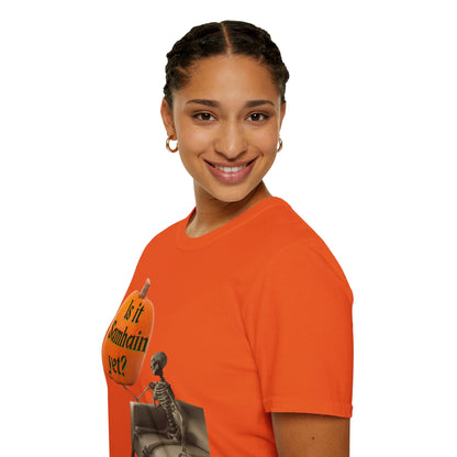Is it Samhain yet? Skeleton's Pumpkin Light colors Unisex T-Shirt by CreepyCrafts.boo