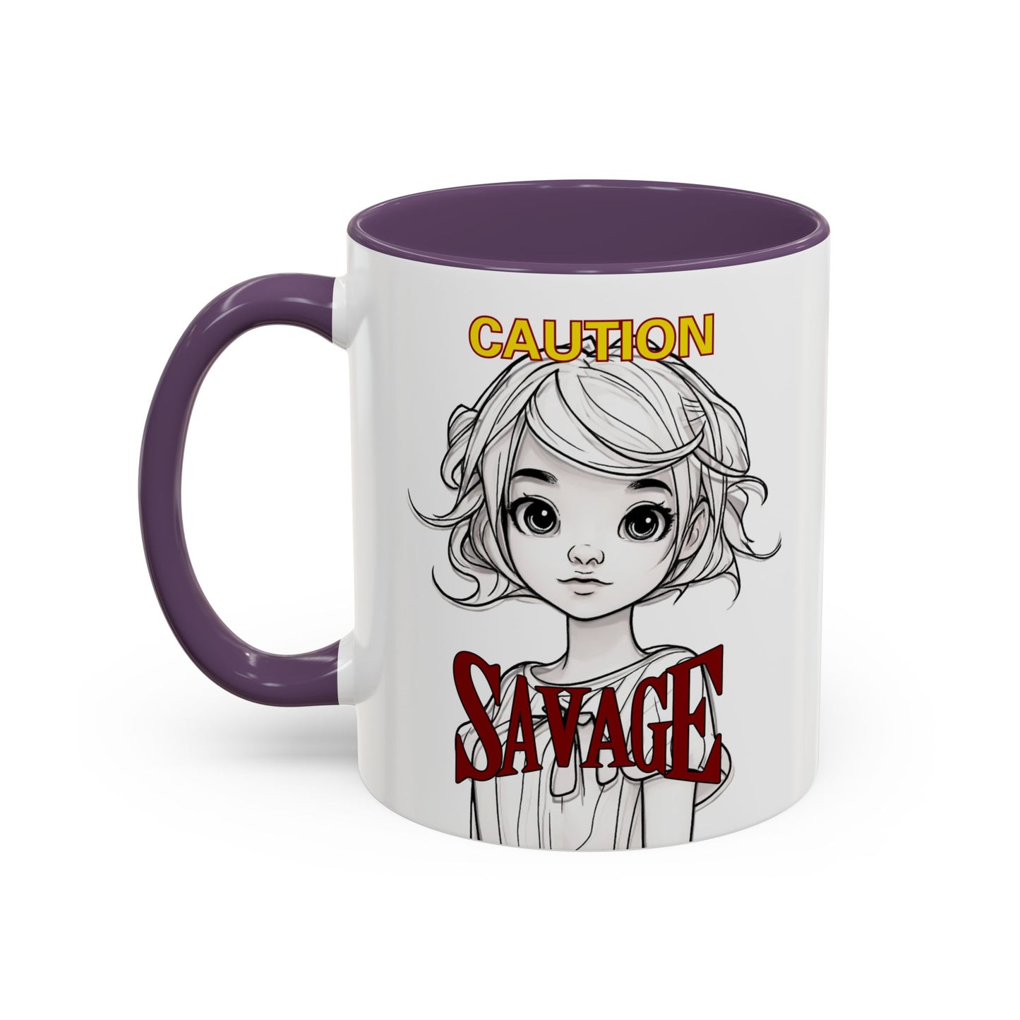 Caution, Savage White Accent Mug by cypherpunkgear.com