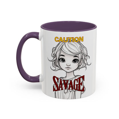 Caution, Savage White Accent Mug by cypherpunkgear.com