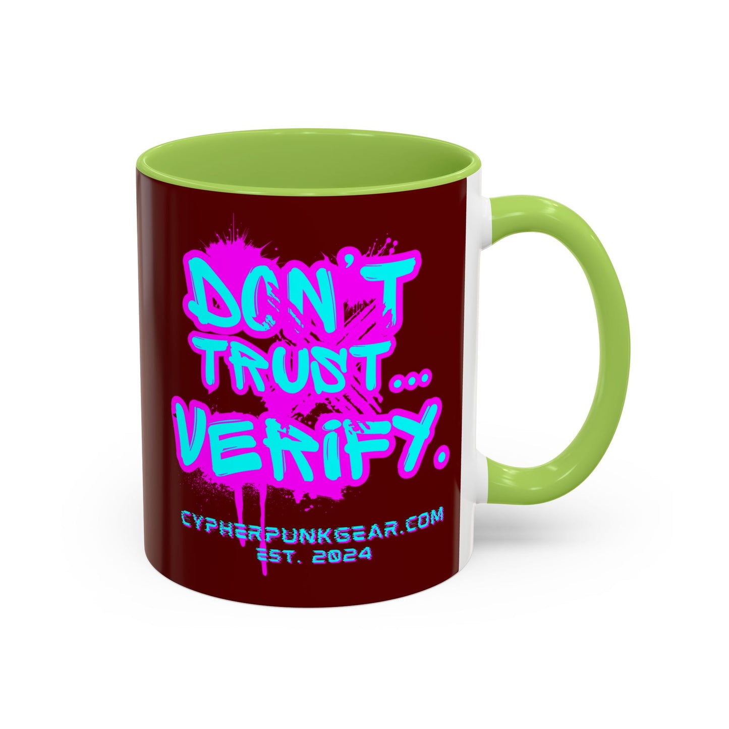 Don't Trust...Verify. Red Accent Mug by cypherpunkgear.com