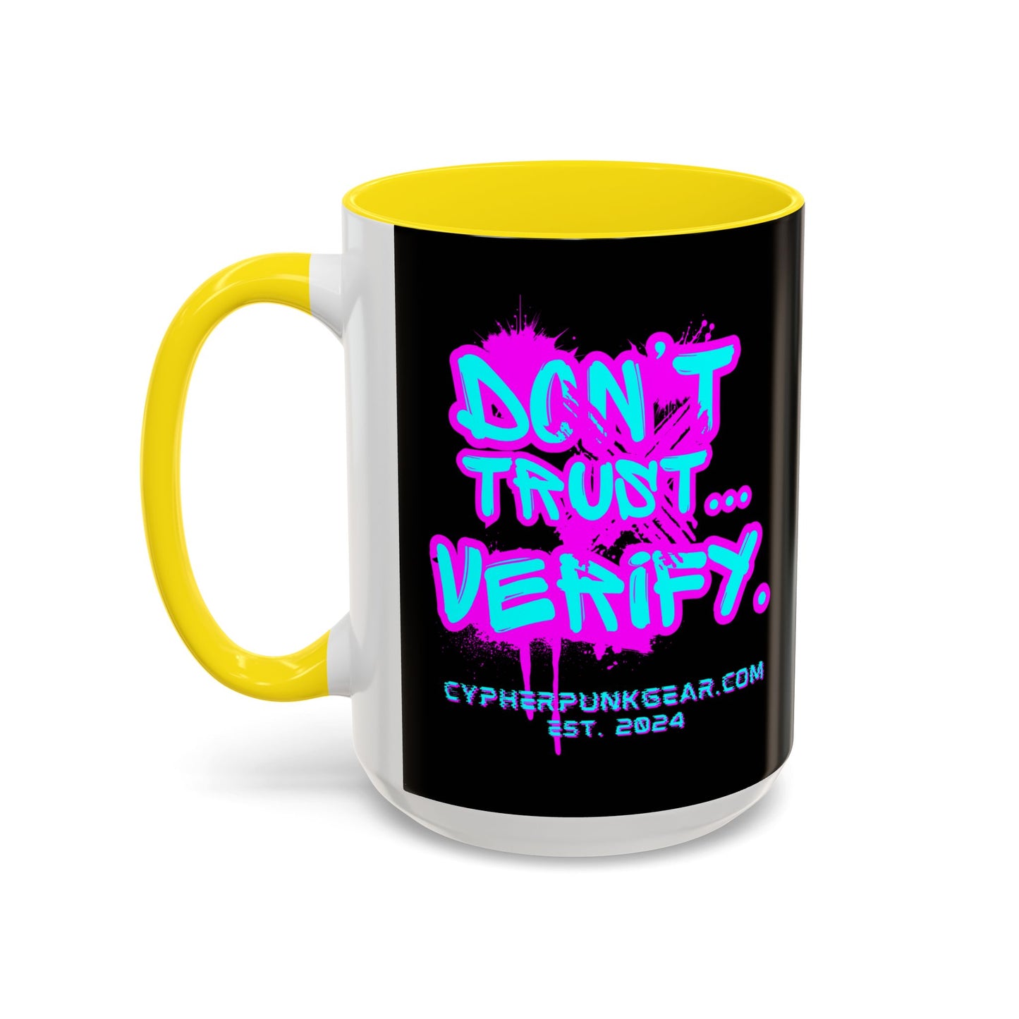 Don't Trust...Verify. Black Accent Mug by cypherpunkgear.com