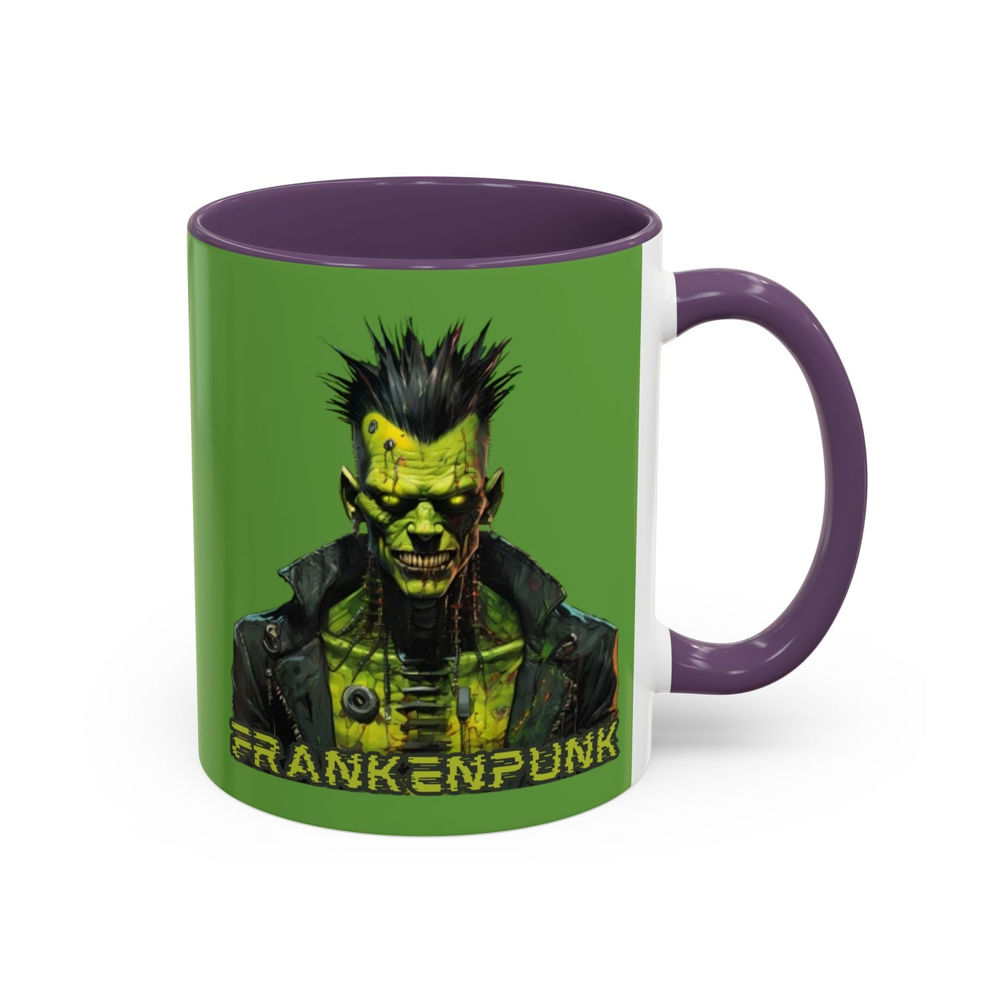 Frankenpunk Green Accent Mug by CreepyCrafts.boo