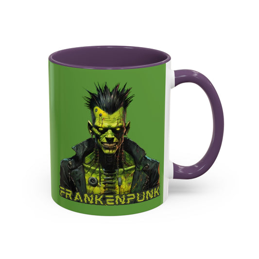 Frankenpunk Green Accent Mug by CreepyCrafts.boo