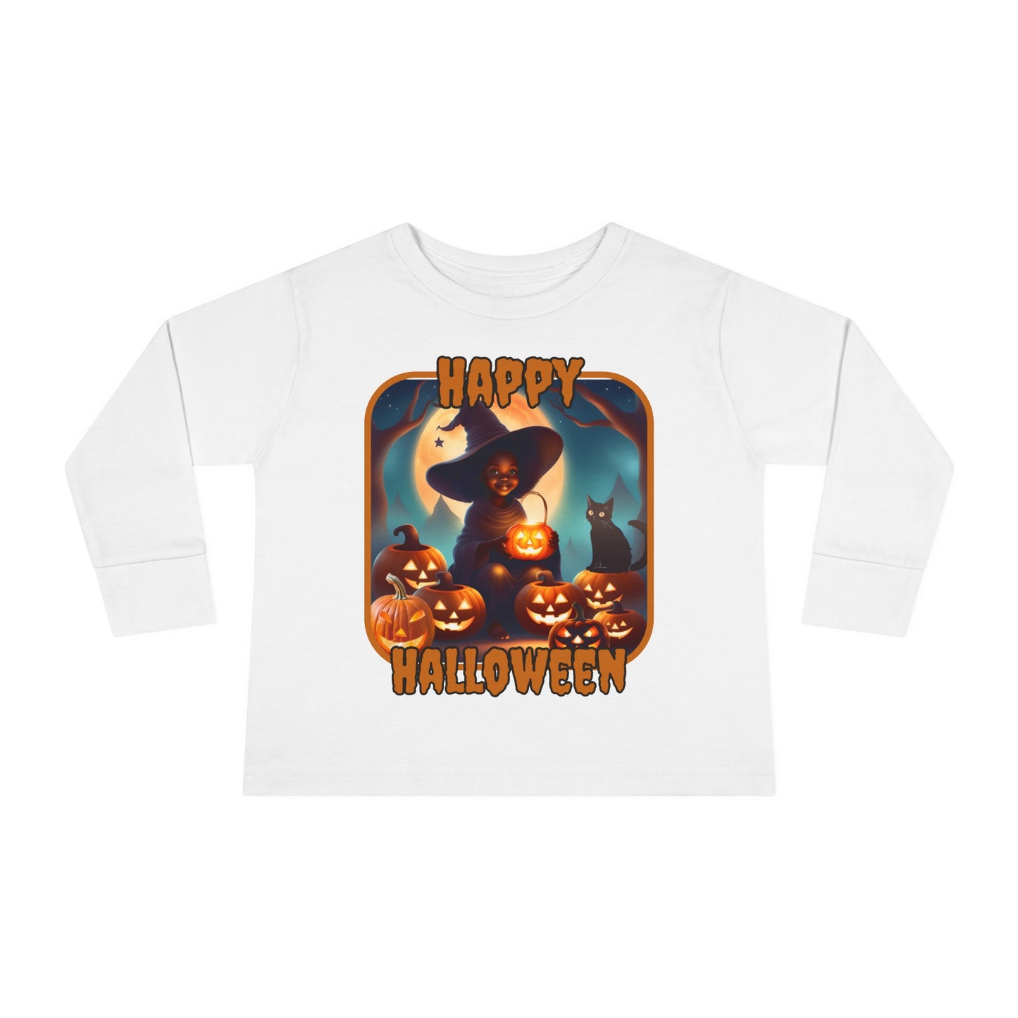 Happy Halloween Cute Witch ORfont Toddler Long Sleeve Tee by cypherpunkgear