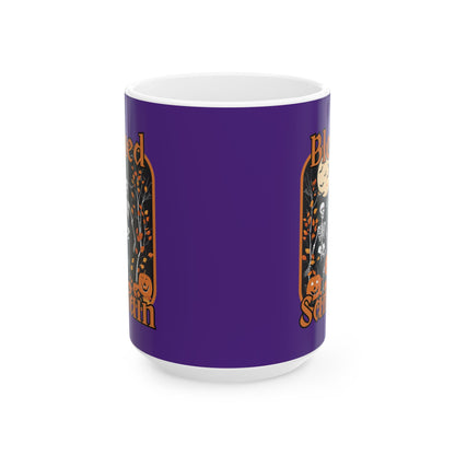 Spooktacular Skeletons of Samhain Purple Mug by CreepyCrafts.boo