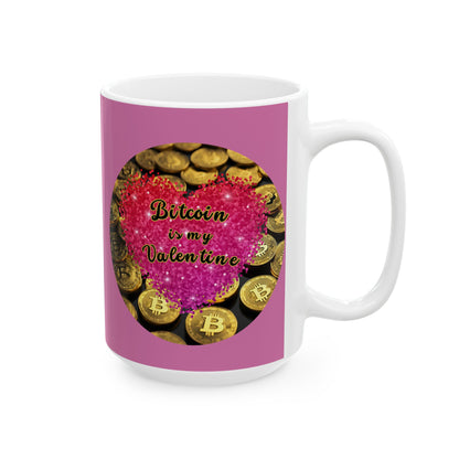 Bitcoin is My Valentine Pink and White Mug by cypherpunkgear.com