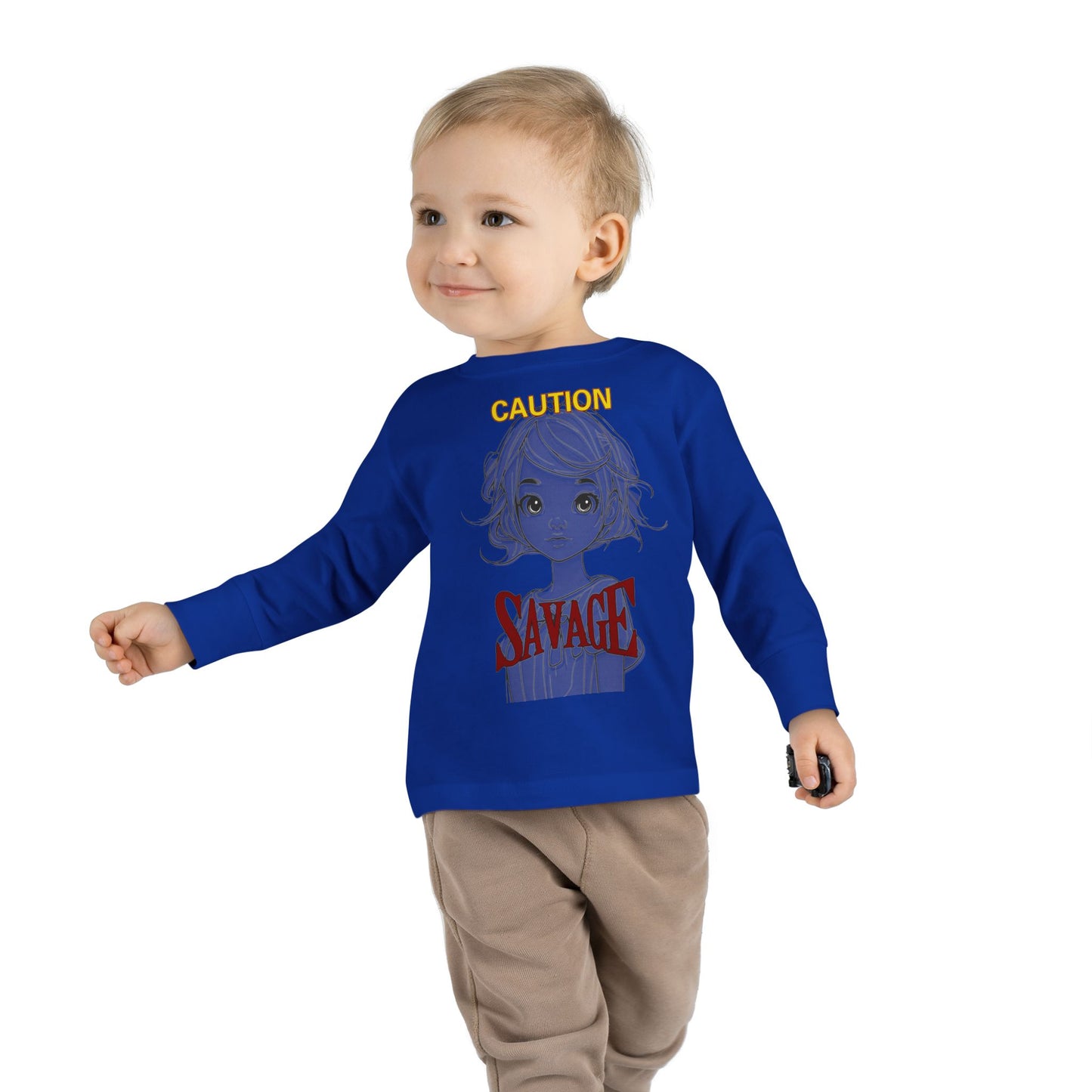 Caution: Tiny but Savage Toddler Long Sleeve Tee by cypherpunkgear.com