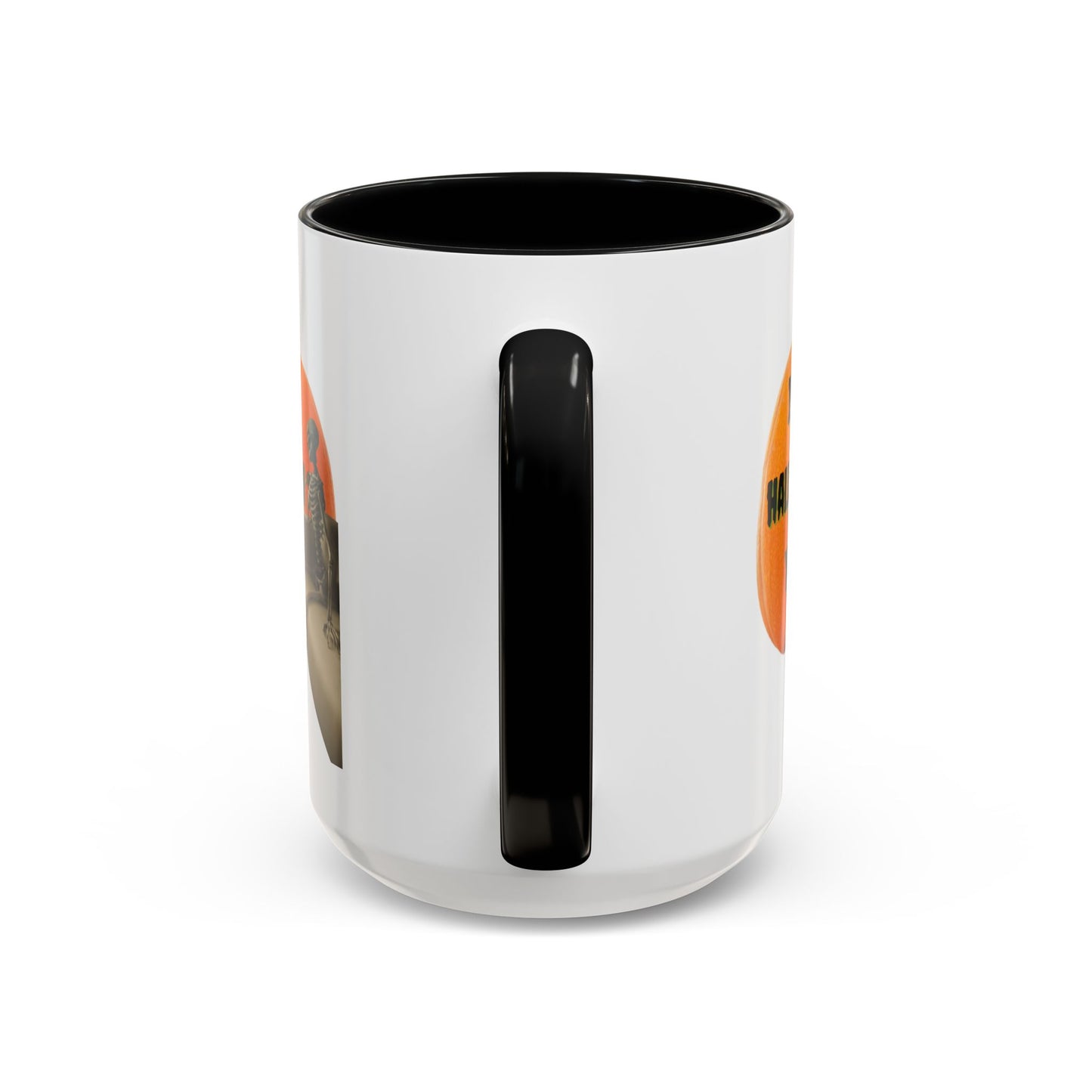 Is it Halloween yet? Skeleton's Giant Pumpkin White Accent Mug by CreepyCrafts.boo