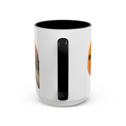 Is it Halloween yet? Skeleton's Giant Pumpkin White Accent Mug by CreepyCrafts.boo