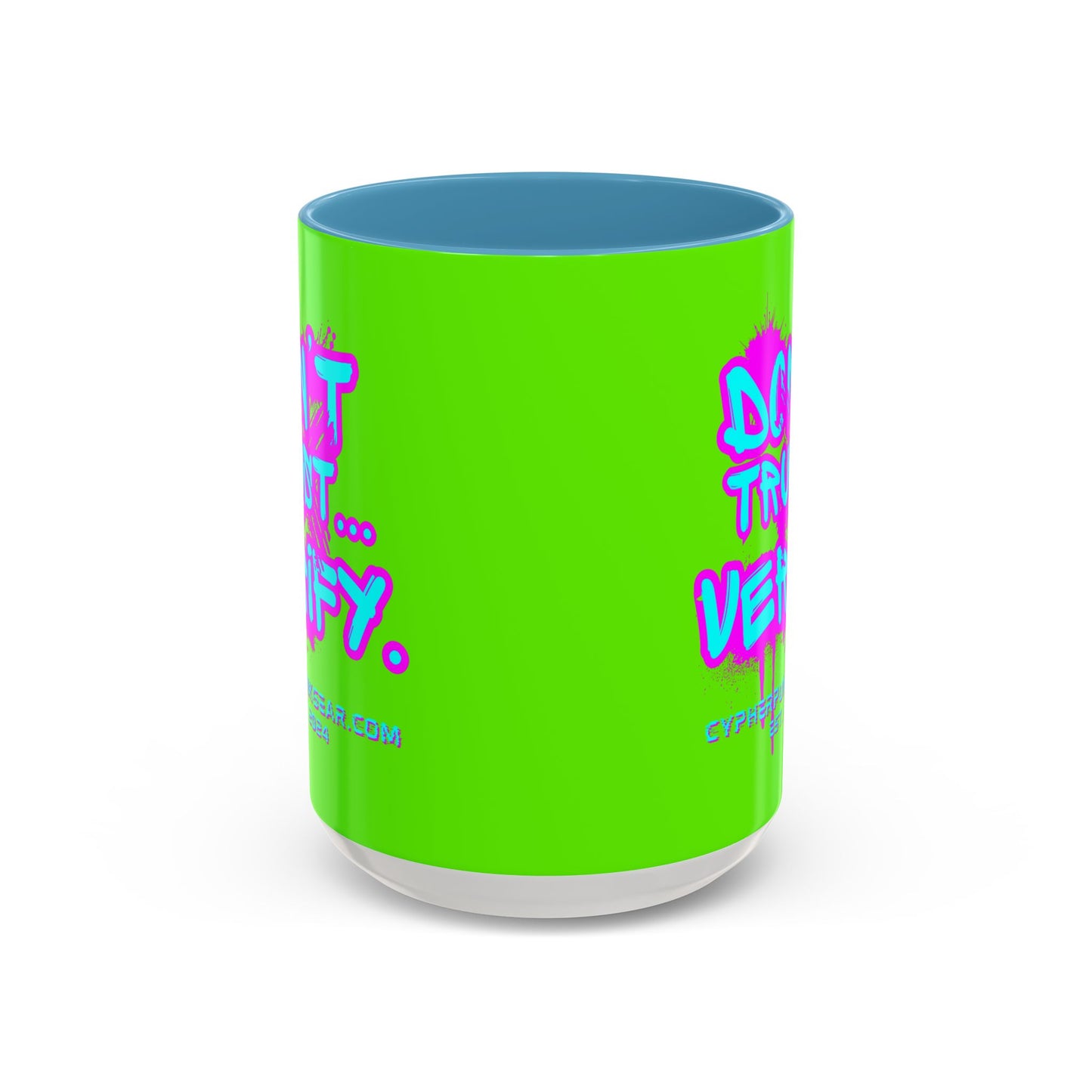 Don't Trust...Verify. Green Accent Mug by cypherpunkgear.com