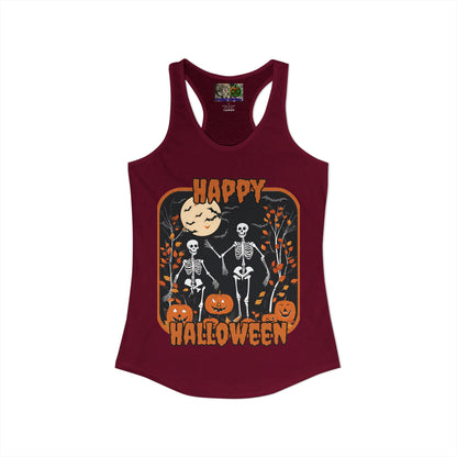 Spooktacular Skeletons of Halloween Women's Racerback Tank Top by CreepyCrafts.boo