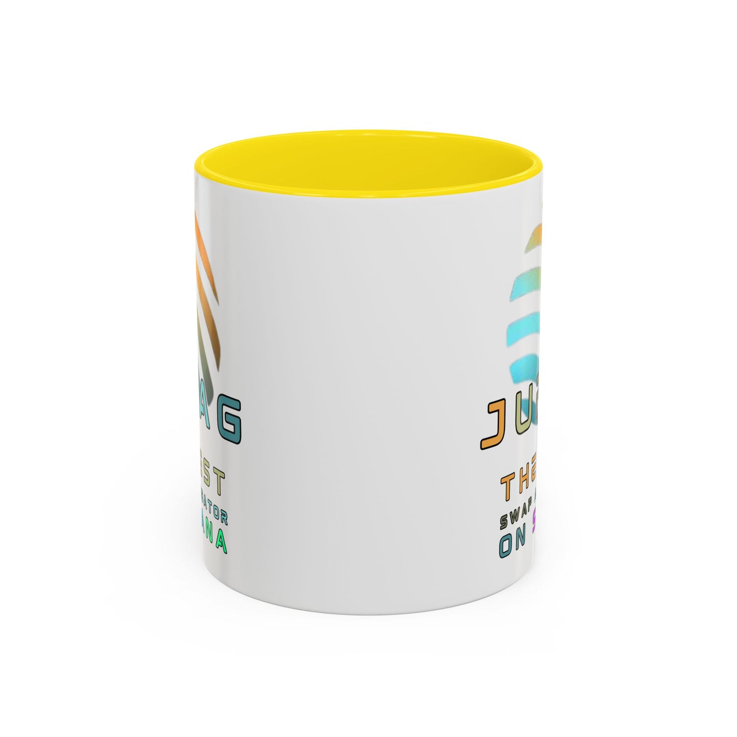 Jupiter (JUP) the best aggregator on Solana White Accent Mug by cypherpunkgear.com