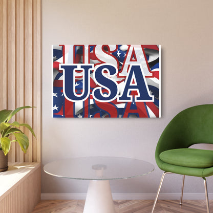 USA! USA! USA Blue Center Metal Art Sign by cypherpunkgear