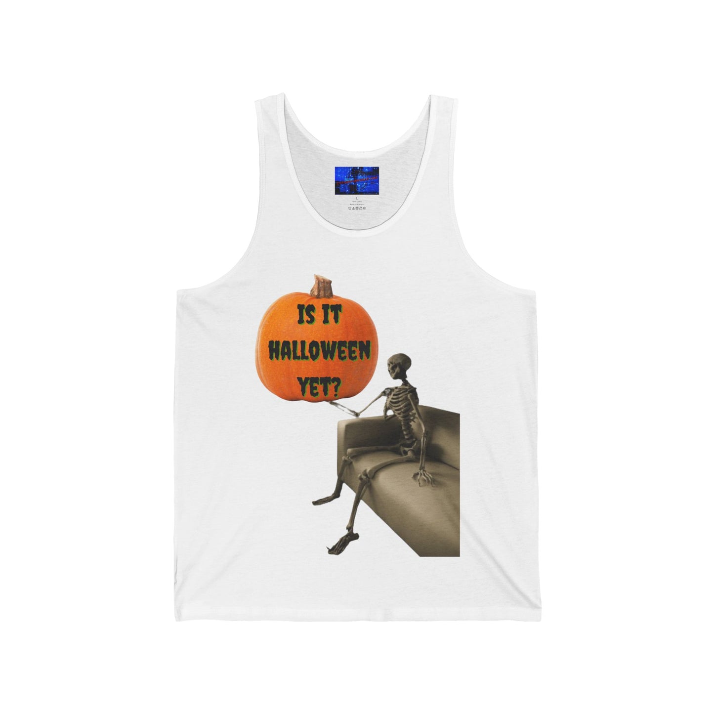 Waiting for Halloween Skeleton Unisex Jersey Tank Top by cypherpunkgear