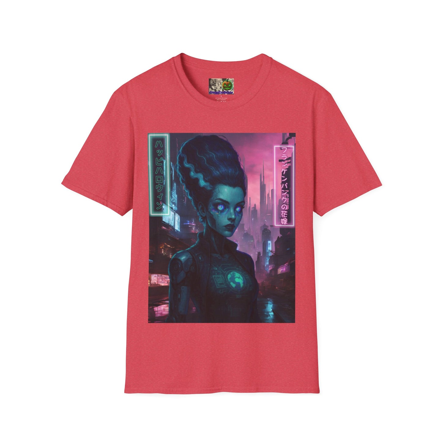 Neon Bride of Frankenstein Light colors Unisex T-Shirt by CreepyCrafts.boo