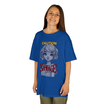 Caution: Small but Savage Kids Heavy Cotton Tee by cypherpunkgear.com