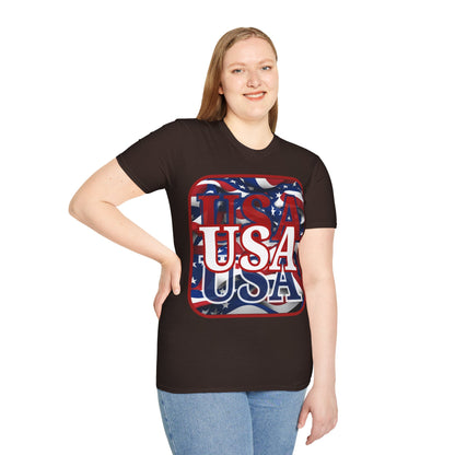 Red WHITE and Blue USA Patriot Dark colors Unisex T-Shirt by cypherpunkgear.com