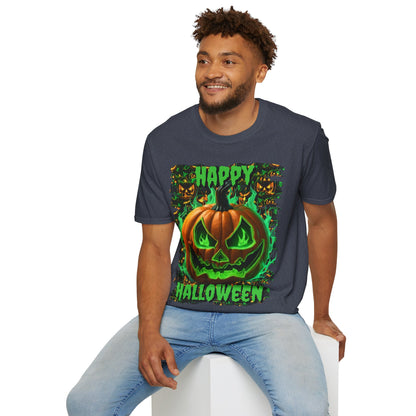 Happy Halloween Green Jack Unisex T-Shirt by cypherpunkgear