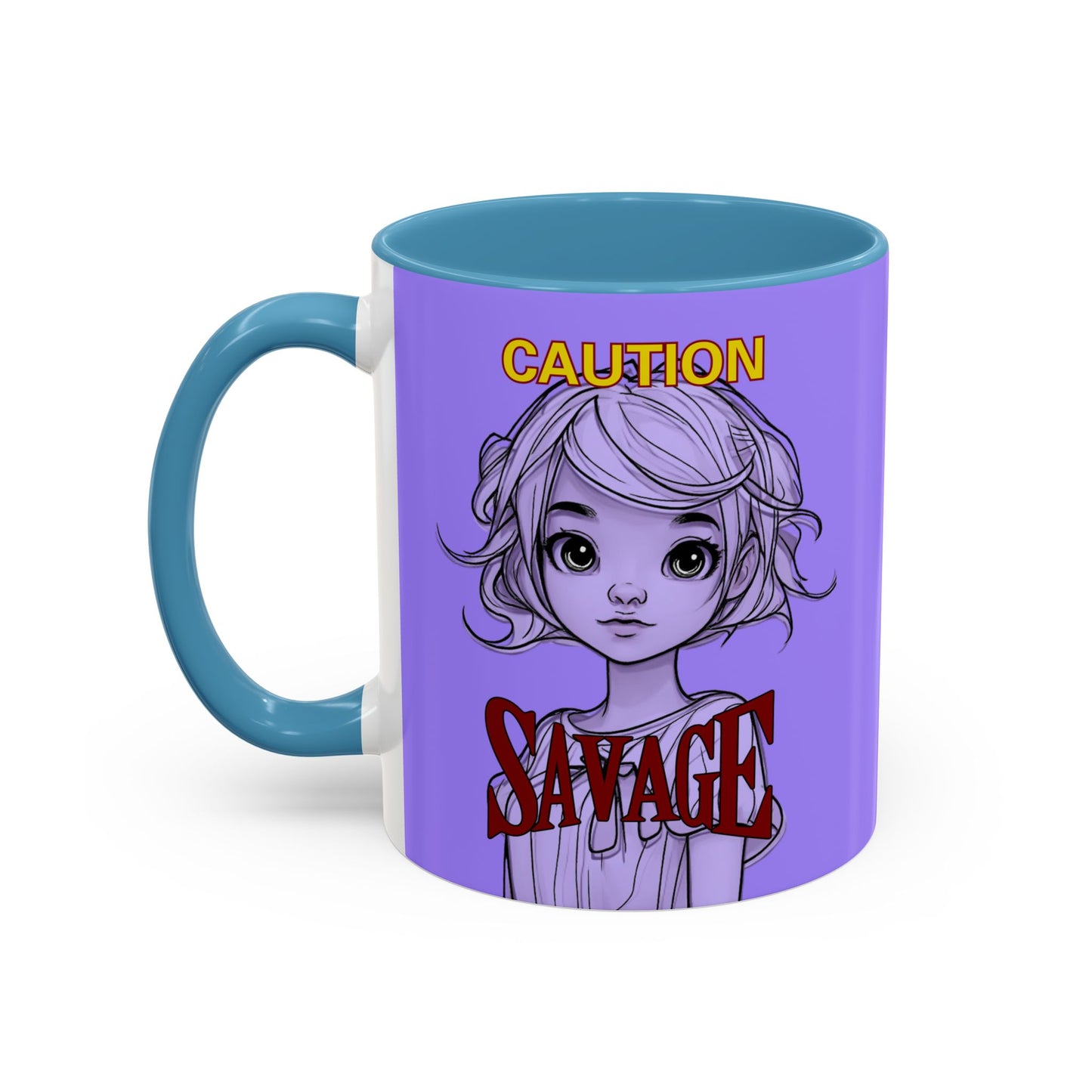 Caution, Savage Light Purple Accent Mug by cypherpunkgear.com